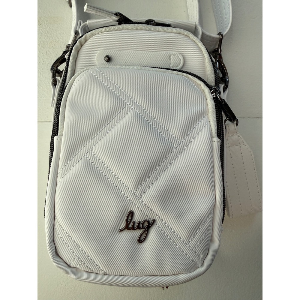 Lug White Small Crossbody Purse Bag Zip Closure Adjustable Detachable Strap